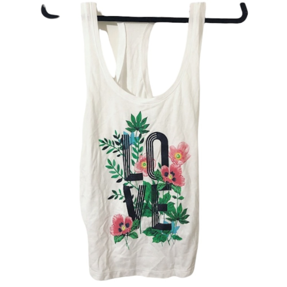 VS tank : LOVE & floral graphic